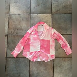 Zara Tie Dye Print Satin Effect Shirt